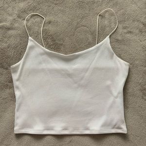 garage ribbed bungee cami in white